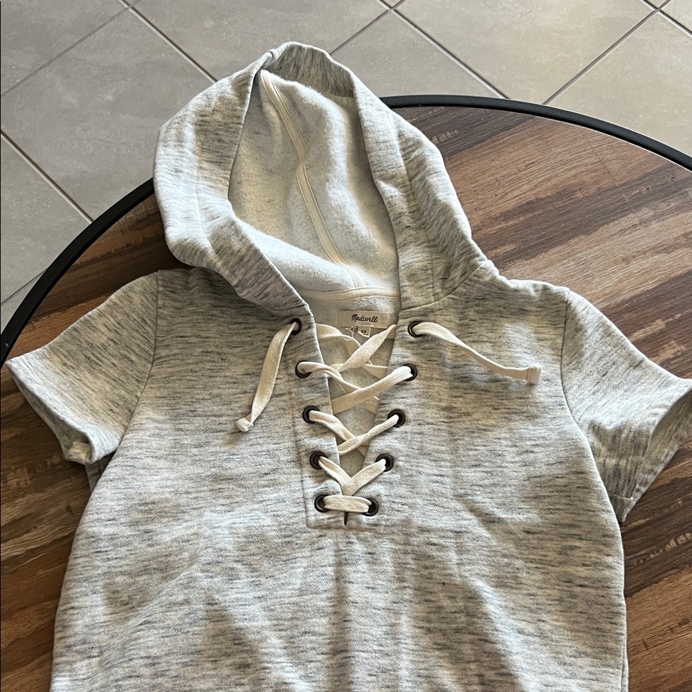 Madewell grey  Lace-Up Hoodie